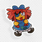 "HANGING BY A THREAD" sticker
