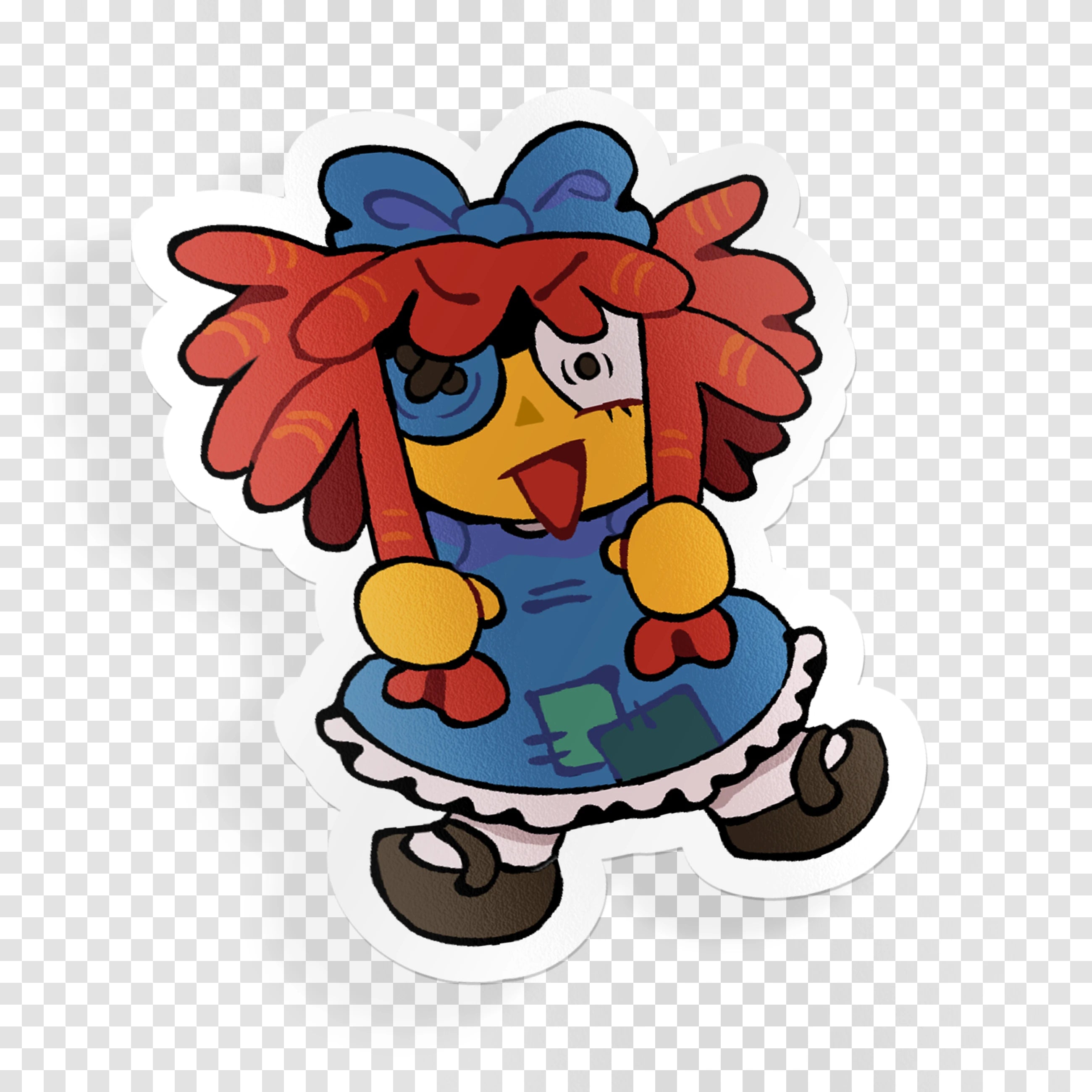 "HANGING BY A THREAD" sticker