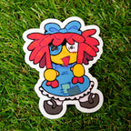 "HANGING BY A THREAD" sticker