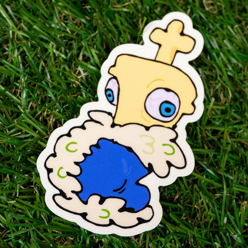 "OFF HIS HEAD" sticker